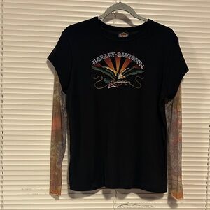 Harley-Davidson Mesh Long Sleeve Faux Tattoo Shirt, XL